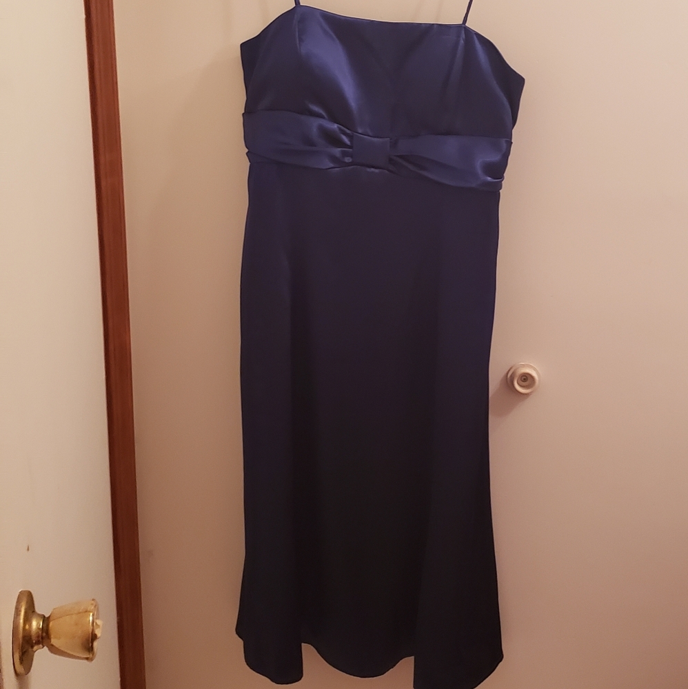 🦄Spaghetti Strap Blue Satin Formal Dress